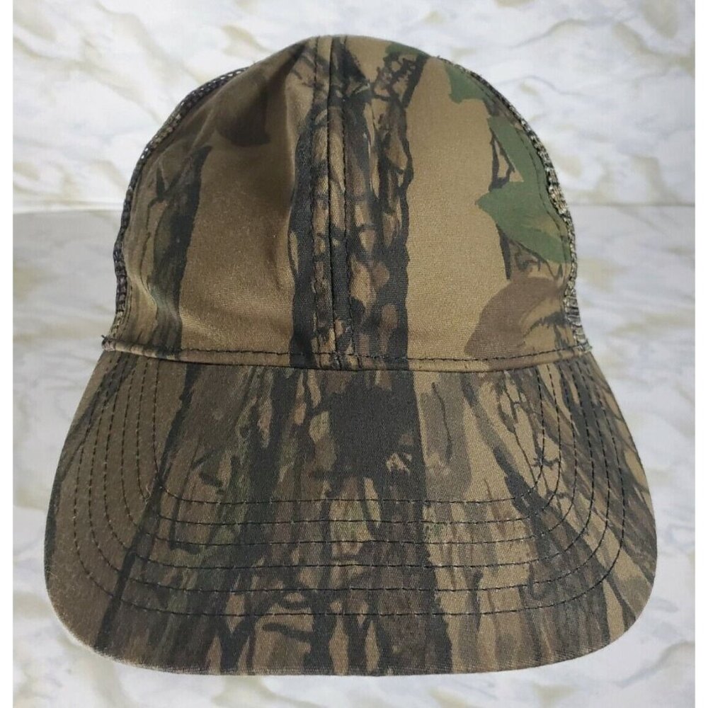 Vintage Duck Bay Tree Bark Camouflage Mesh Back Hunting Snapback Hat Cap
